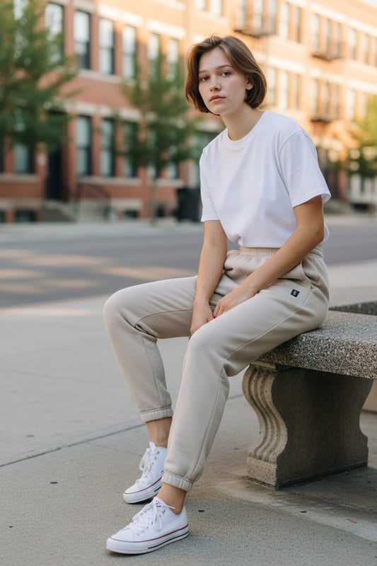 Jogger algodón beige